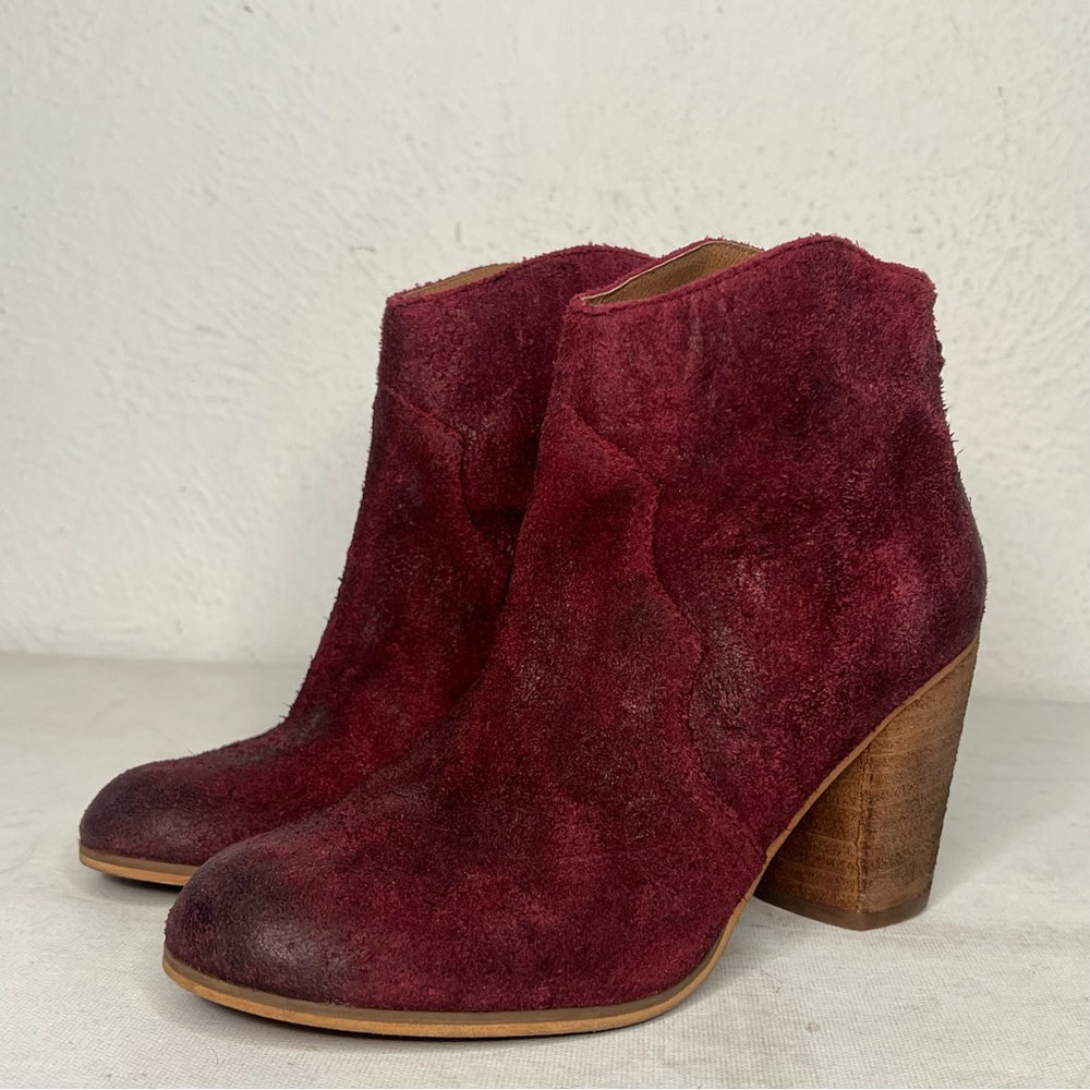 BP cranberry suede ankle zipper heeled ankle boots